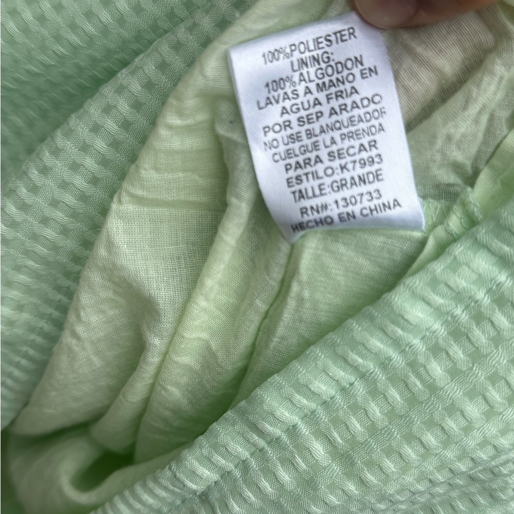 Umgee Mint Green Gingham waffle style Blouse Size Large - Picture 7 of 8
